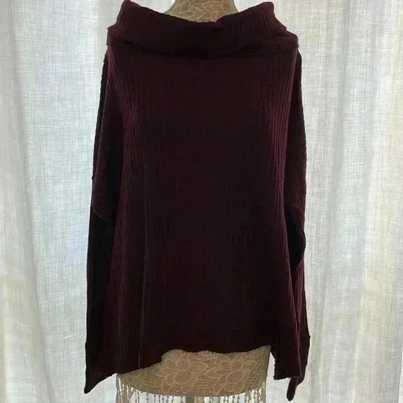 🌸 NWT Free People Juicy Split Back Waffle Knit Longsleeve Sweater - Picture 1 of 9